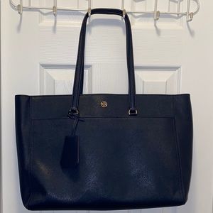 Tory Burch Large Navy Saffiano Leather Tote